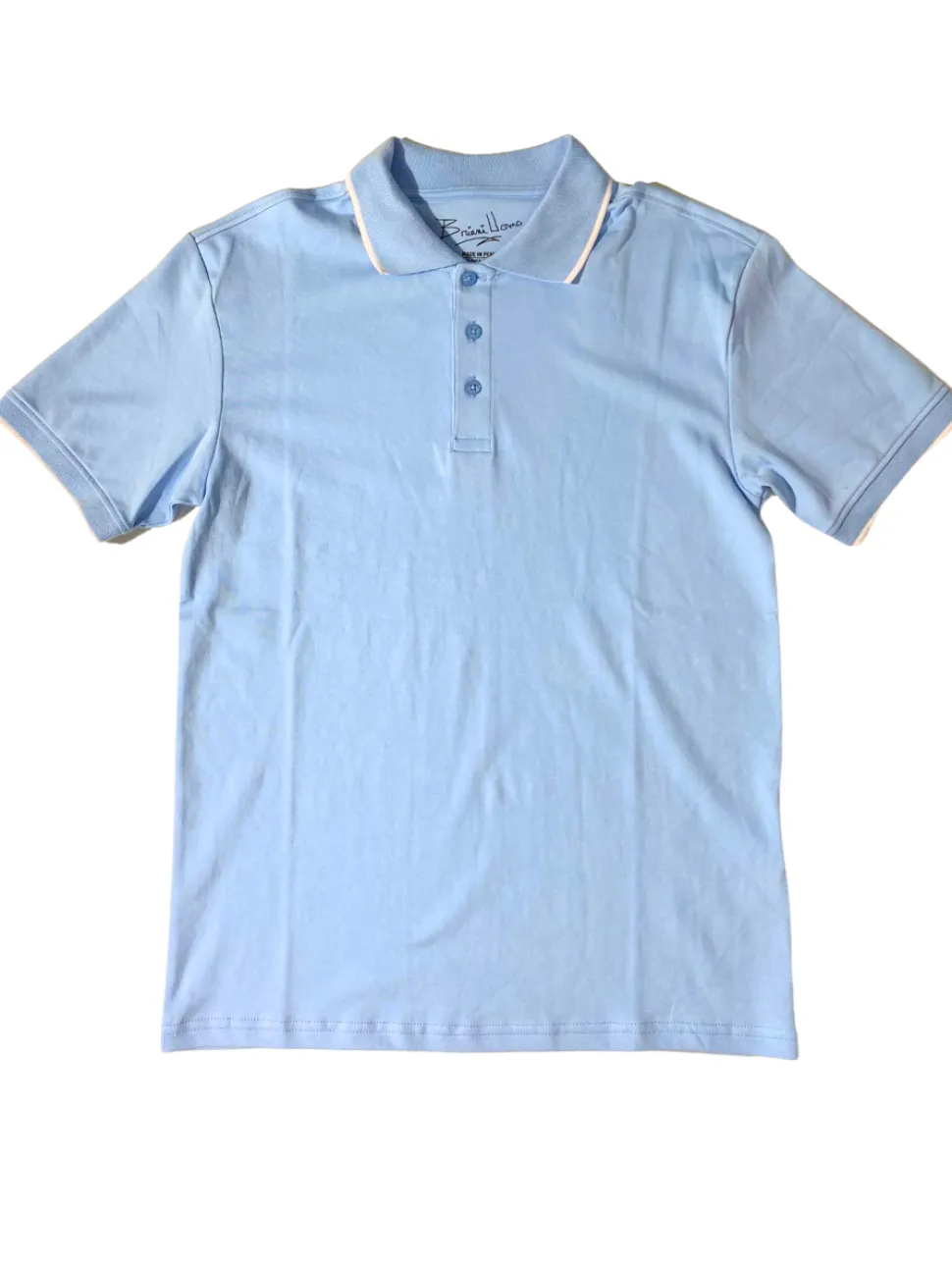 Briani Uomo Solid Sky Blue 100% Pima Cotton Short Sleeve Polo Casual Shirt