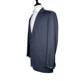 Brioni Mens Charcoal Pinstripe Fully-Canvassed Notch Lapel Classic Fit 2-Button Wool Suit - 42L