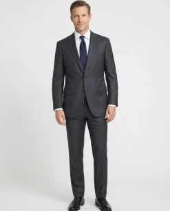 Brioni Mens Charcoal Pinstripe Fully-Canvassed Notch Lapel Classic Fit 2-Button Wool Suit - 42L