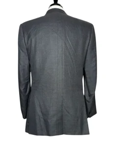 Brioni Mens Charcoal Textured Fully-Canvassed Notch Lapel Classic Fit 2-Button Wool Silk Blend Suit with Asymmetric Pockets - 42L