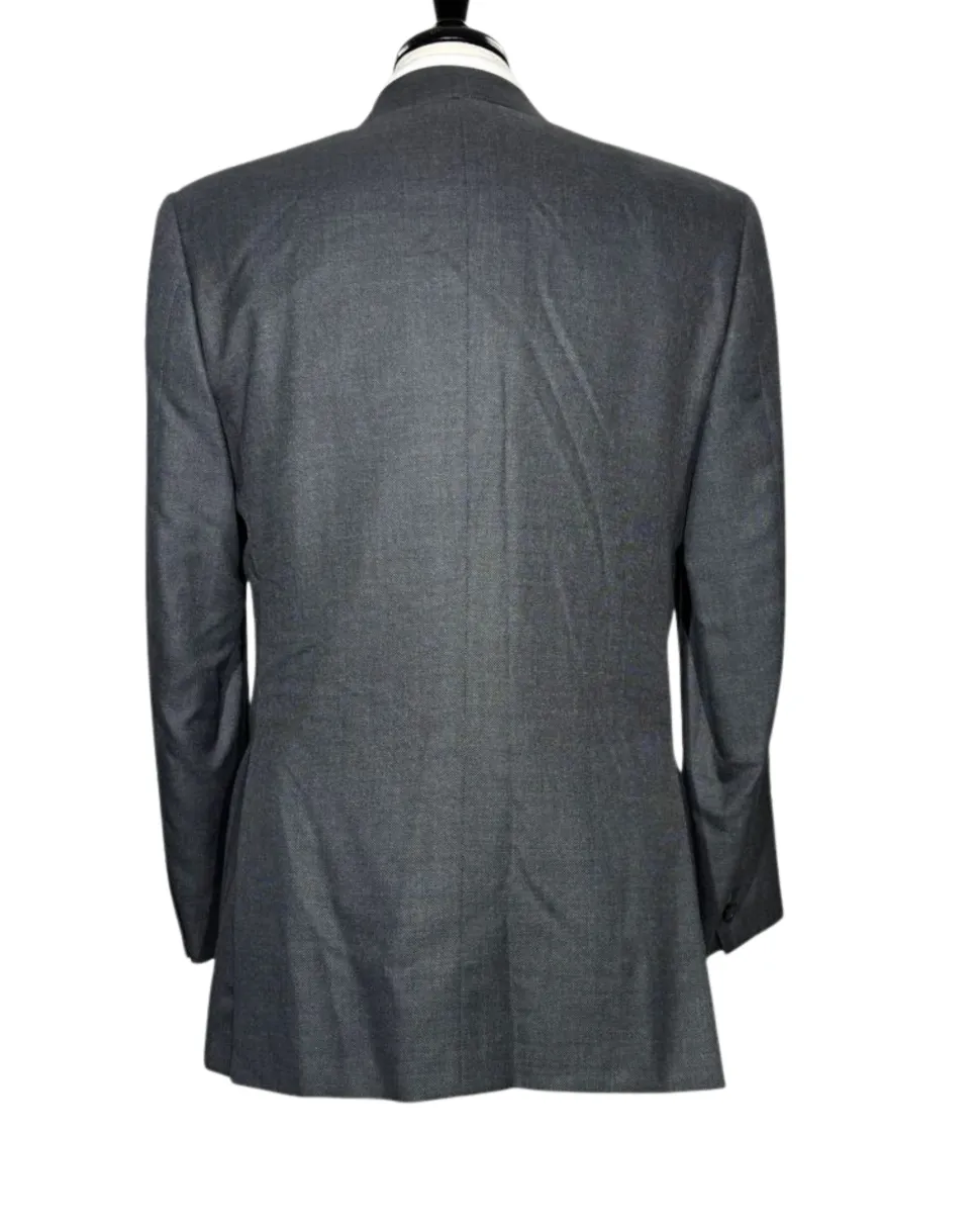 Brioni Mens Charcoal Textured Fully-Canvassed Notch Lapel Classic Fit 2-Button Wool Silk Blend Suit with Asymmetric Pockets - 42L