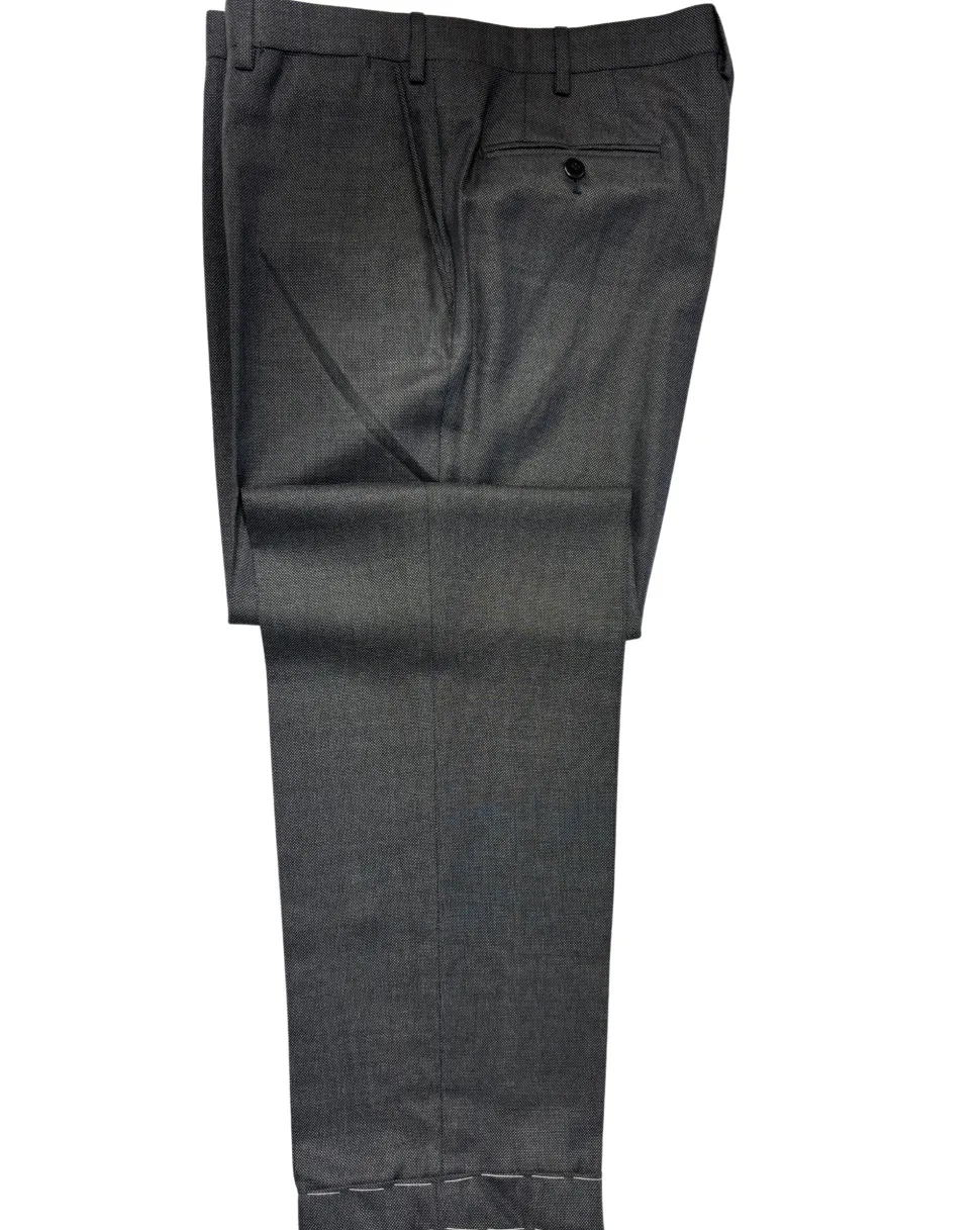 Brioni Mens Charcoal Textured Fully-Canvassed Notch Lapel Classic Fit 2-Button Wool Silk Blend Suit with Asymmetric Pockets - 42L