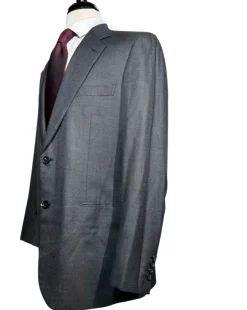 Brioni Mens Charcoal Textured Fully-Canvassed Notch Lapel Classic Fit 2-Button Wool Silk Blend Suit with Asymmetric Pockets - 42L