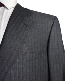 Brioni Mens Charcoal Tonal Micro-Weave Fully-Canvassed Classic Fit 2-Button Wool Silk Blend Suit - 44L