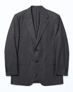 Brioni Mens Charcoal Tonal Micro-Weave Fully-Canvassed Classic Fit 2-Button Wool Silk Blend Suit - 44L