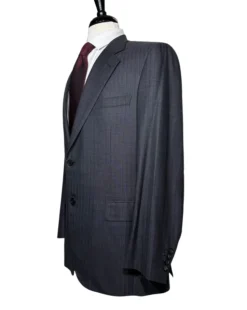Brioni Mens Charcoal Tonal Micro-Weave Fully-Canvassed Classic Fit 2-Button Wool Silk Blend Suit - 44L
