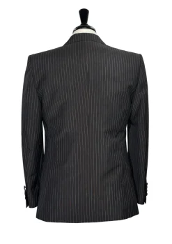 Brioni Mens Dark Brown Pinstripe Fully-Canvassed Peak Lapel Classic Fit 3-Piece Wool Blend Suit - 40S