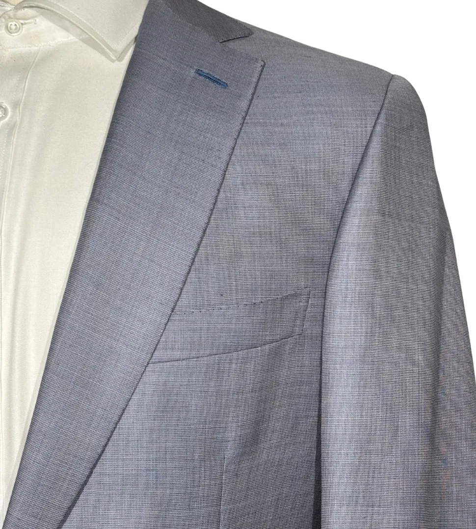 Brioni Mens Heather Blue Micro Check Fully-Canvassed Notch Lapel Classic Fit 2-Button Wool Blend Suit- 40L