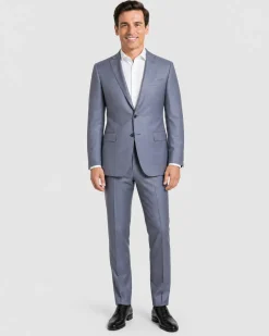 Brioni Mens Heather Blue Micro Check Fully-Canvassed Notch Lapel Classic Fit 2-Button Wool Blend Suit- 40L