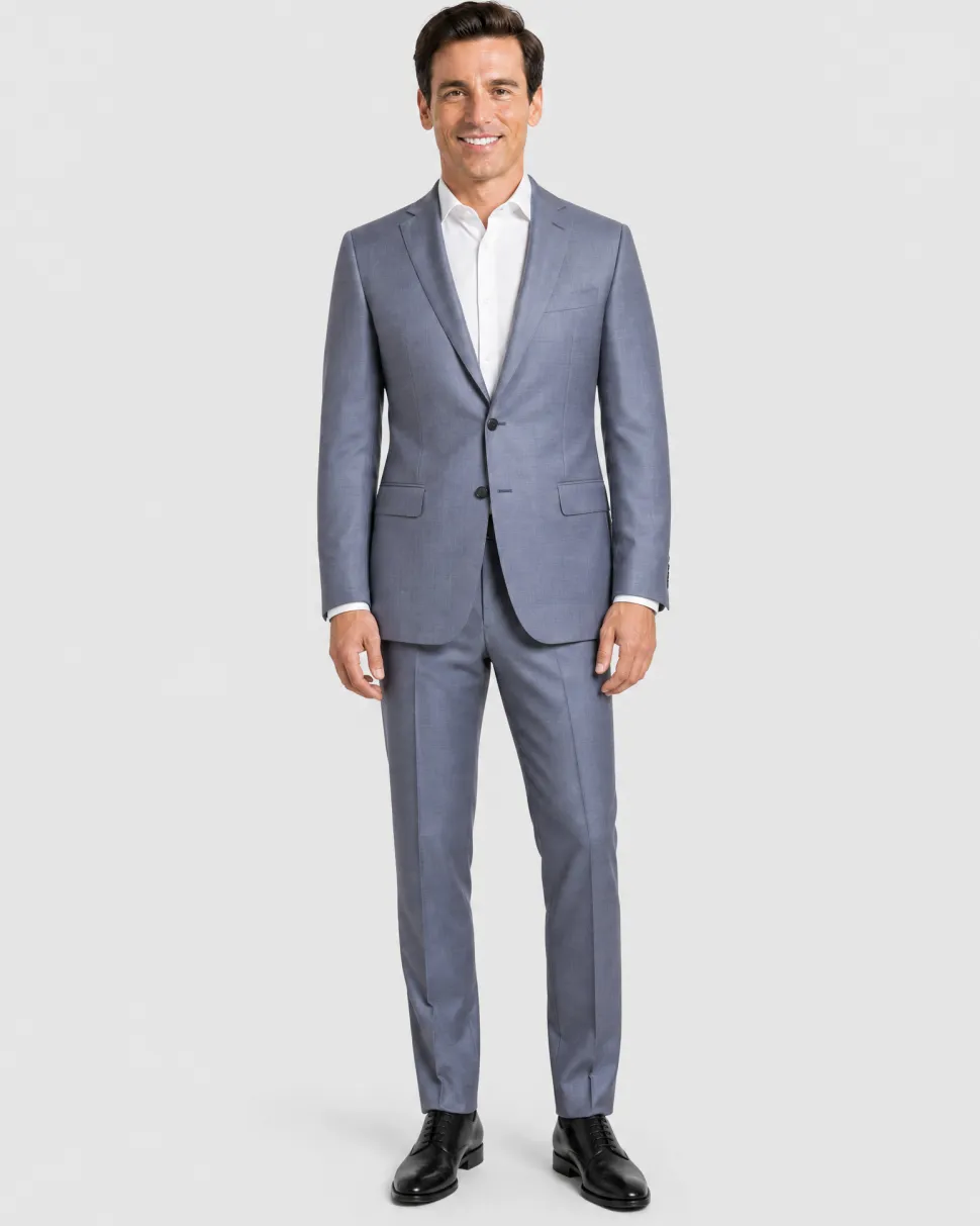Brioni Mens Heather Blue Micro Check Fully-Canvassed Notch Lapel Classic Fit 2-Button Wool Blend Suit- 40L
