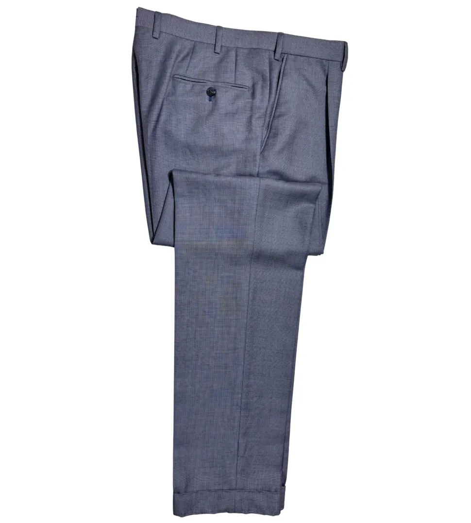 Brioni Mens Heather Blue Micro Check Fully-Canvassed Notch Lapel Classic Fit 2-Button Wool Blend Suit- 40L