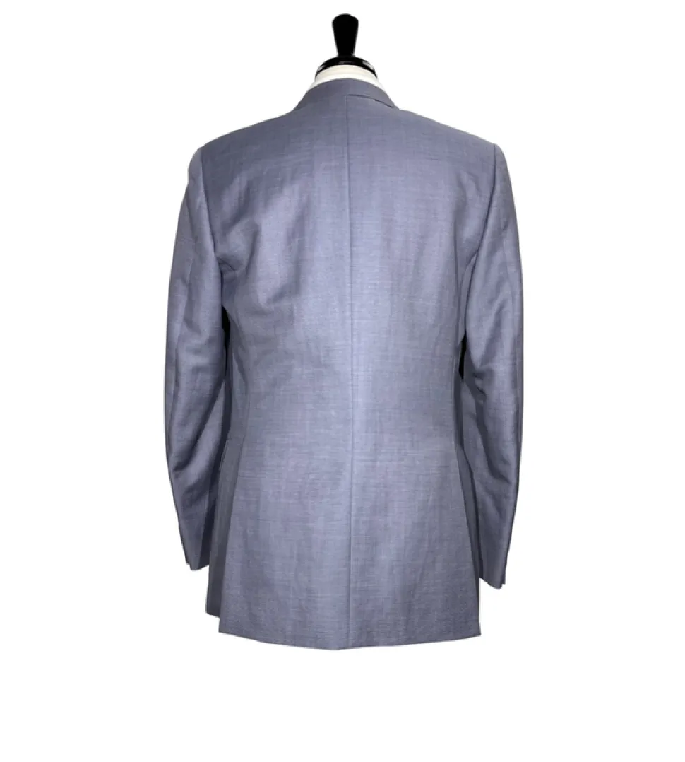 Brioni Mens Heather Blue Micro Check Fully-Canvassed Notch Lapel Classic Fit 2-Button Wool Blend Suit- 40L