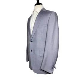Brioni Mens Heather Blue Micro Check Fully-Canvassed Notch Lapel Classic Fit 2-Button Wool Blend Suit- 40L