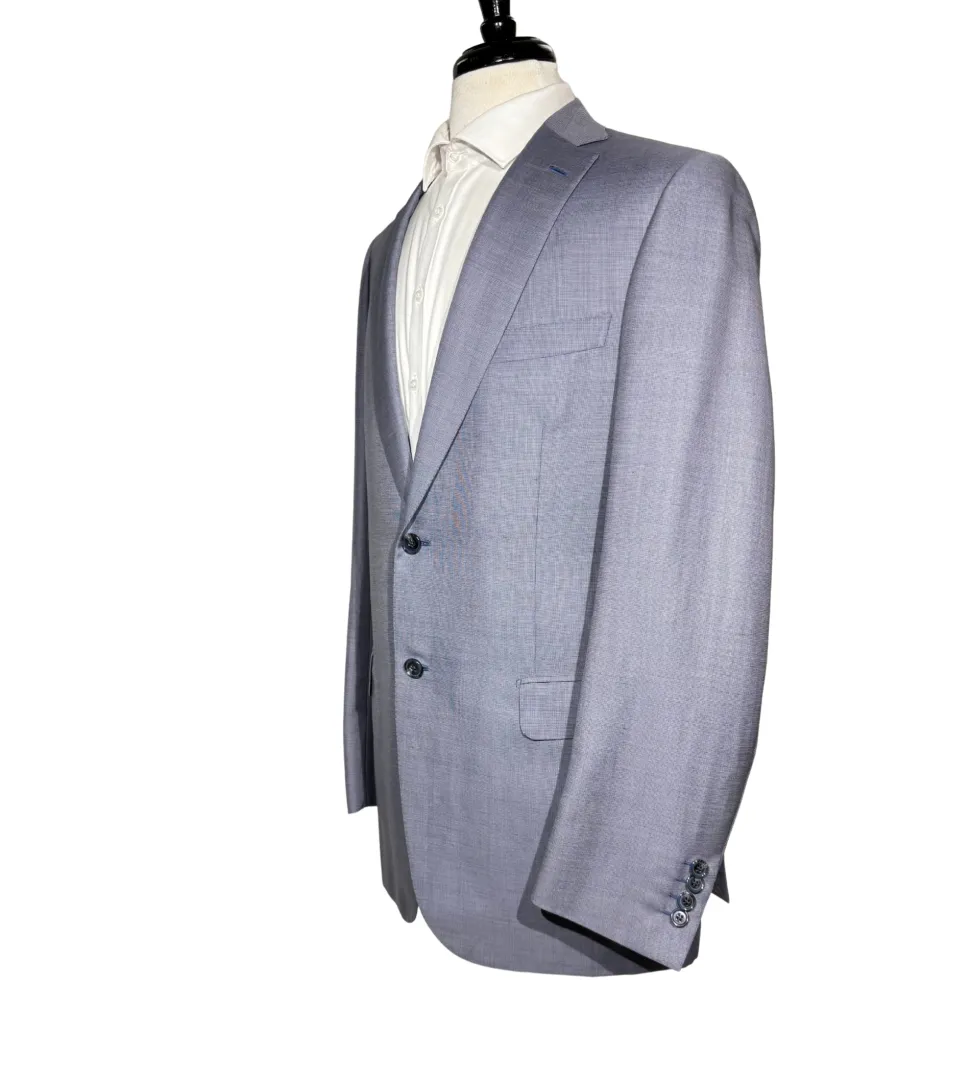 Brioni Mens Heather Blue Micro Check Fully-Canvassed Notch Lapel Classic Fit 2-Button Wool Blend Suit- 40L