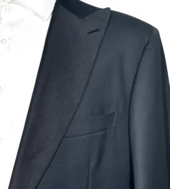 Brioni Mens Solid Black Fully-Canvassed Peak Lapel Classic Fit 1-Button Wool Tuxedo with Grosgrain Trim - 42R
