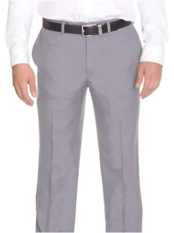 Calvin Klein Body Slim Fit Solid Light Gray Flat Front Washable Dress Pants
