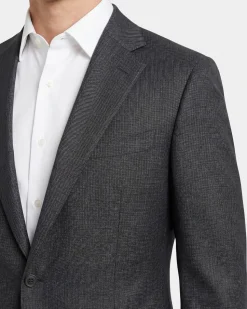 Canali Black Striped Modern Fit Canvassed Notch Lapel Wool 2-Button Suit 40L