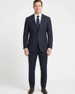 Canali Black Textured Classic Fit Canvassed Notch Lapel Wool Stretch 2-Button Suit 38R