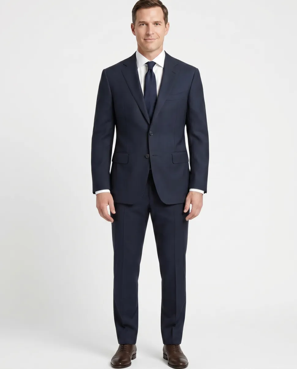 Canali Black Textured Classic Fit Canvassed Notch Lapel Wool Stretch 2-Button Suit 38R