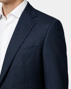Canali Black Textured Classic Fit Canvassed Notch Lapel Wool Stretch 2-Button Suit 38R
