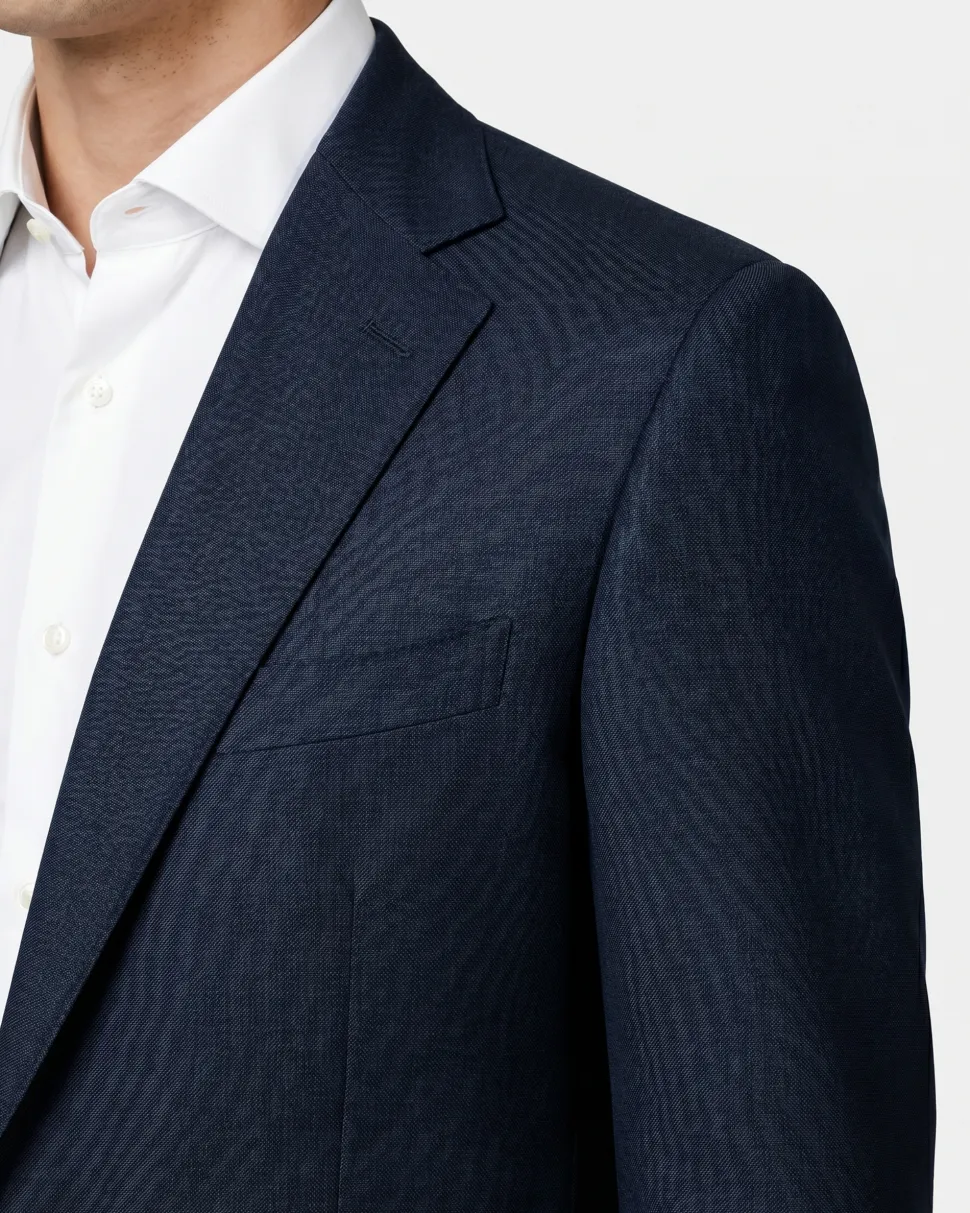 Canali Black Textured Classic Fit Canvassed Notch Lapel Wool Stretch 2-Button Suit 38R