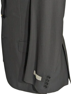 Canali Black Tonal Striped 100% Wool Suit 38R