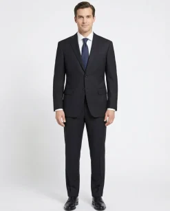 Canali Black Tonal Striped 100% Wool Suit 38R