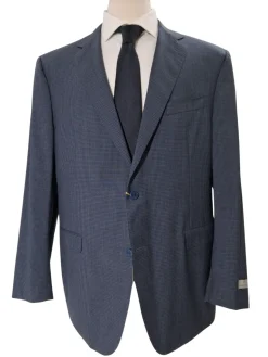 Canali Blue Micro Check 100% Wool 2 Button Suit 48R