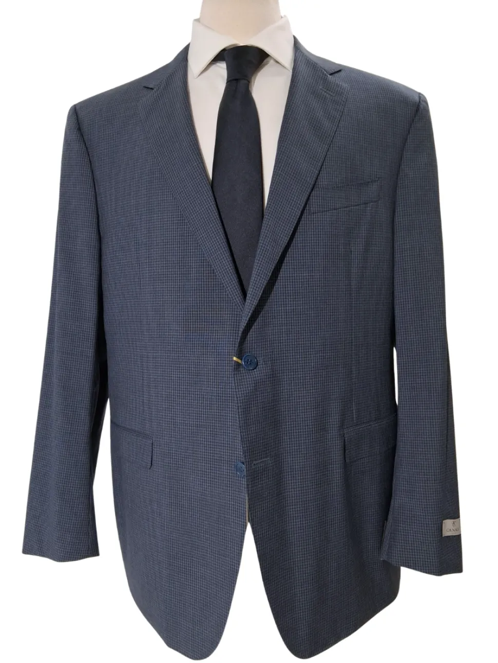 Canali Blue Micro Check 100% Wool 2 Button Suit 48R