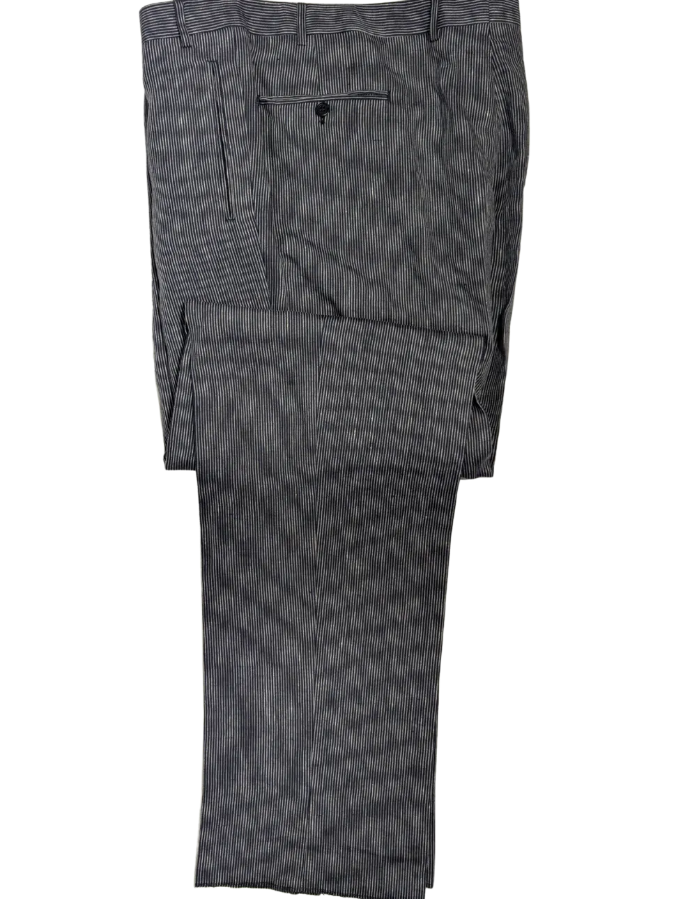 Canali Blue Pinstriped 100% Linen Suit 48L