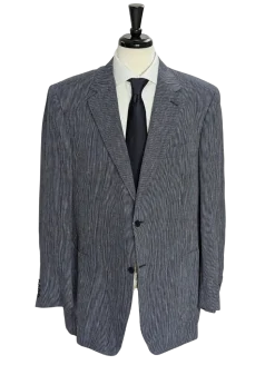 Canali Blue Pinstriped 100% Linen Suit 48L