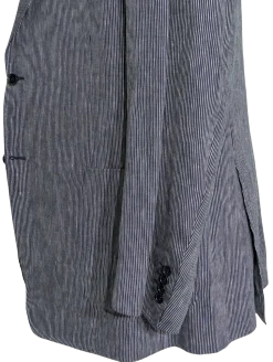 Canali Blue Pinstriped 100% Linen Suit 48L
