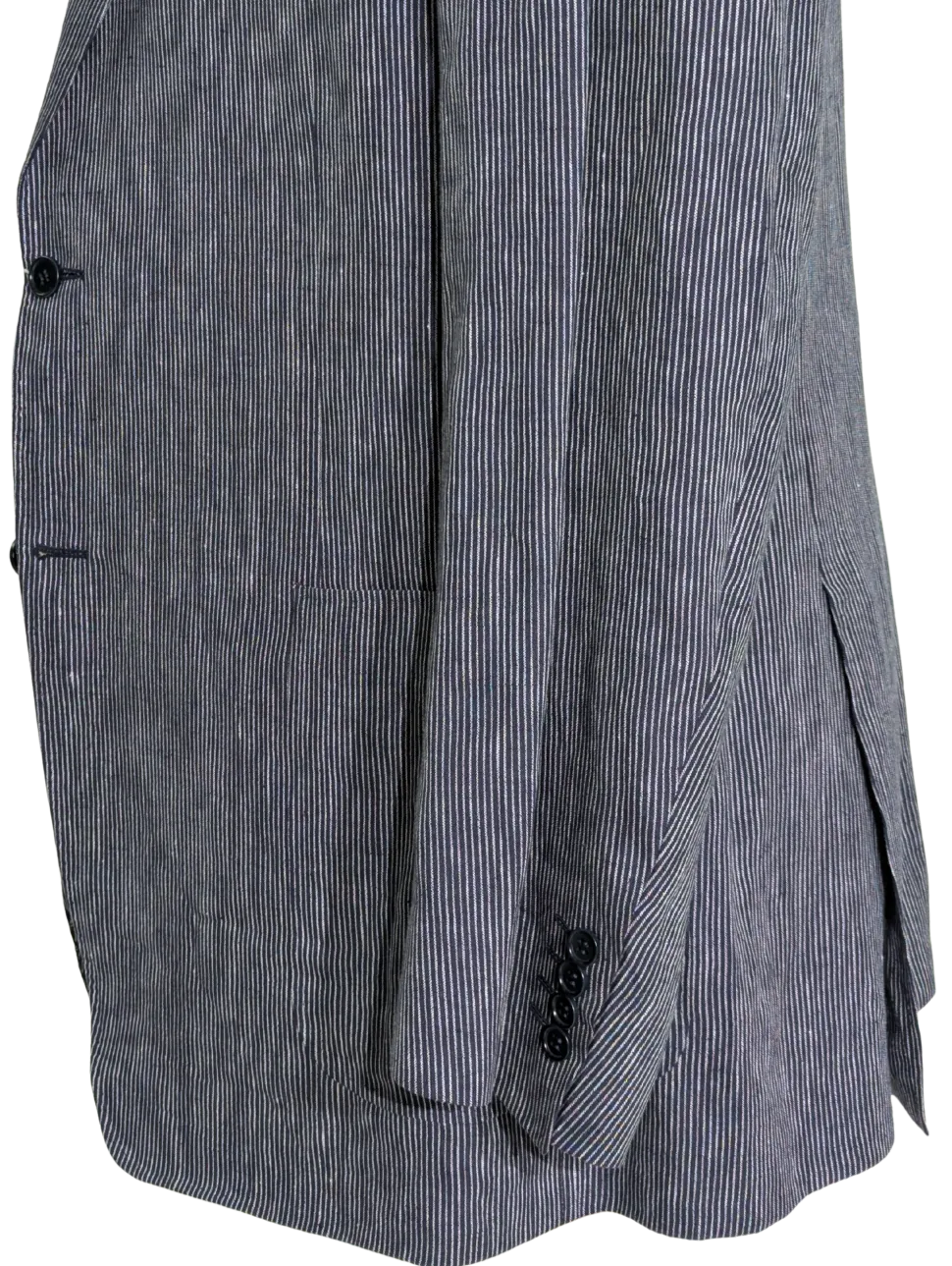 Canali Blue Pinstriped 100% Linen Suit 48L