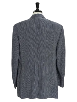 Canali Blue Pinstriped 100% Linen Suit 48L