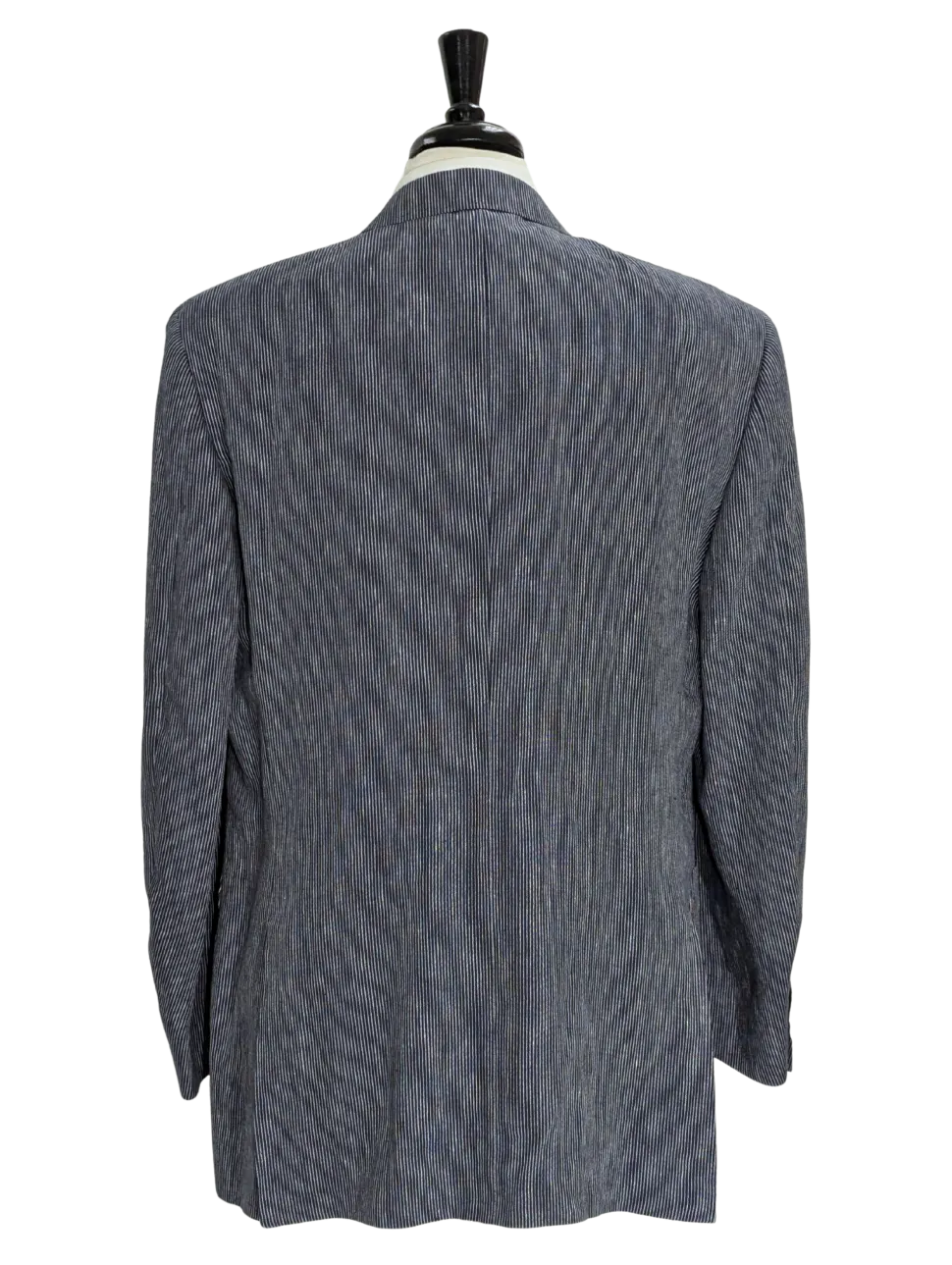 Canali Blue Pinstriped 100% Linen Suit 48L