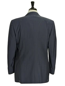 Canali Blue Tonal Pinstriped 100% Wool 3-Button Suit 40L