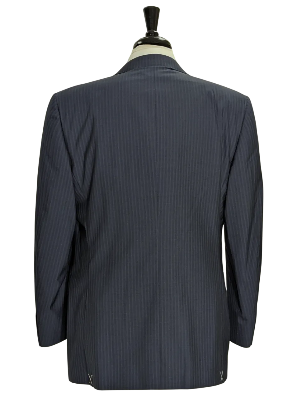 Canali Blue Tonal Pinstriped 100% Wool 3-Button Suit 40L