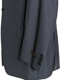 Canali Blue Tonal Pinstriped 100% Wool 3-Button Suit 40L