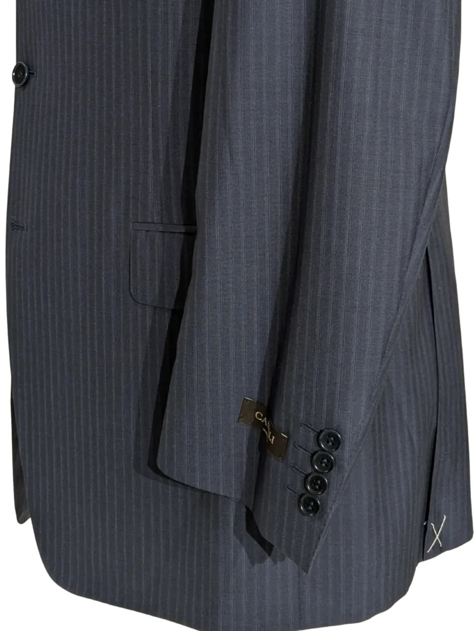 Canali Blue Tonal Pinstriped 100% Wool 3-Button Suit 40L