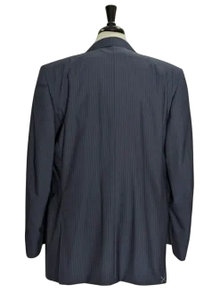 Canali Blue Tonal Pinstriped 100% Wool Suit 48L