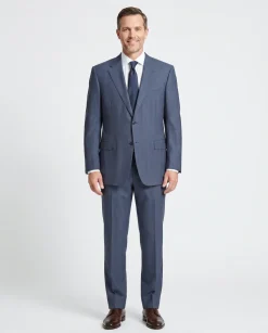 Canali Blue Tonal Pinstriped 100% Wool Suit 48L