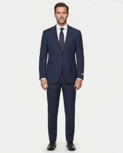 Canali Blue Woven Pattern 100% Wool Suit 40R