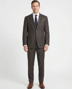 Canali Brown Micro Check 100% Wool Suit 48R