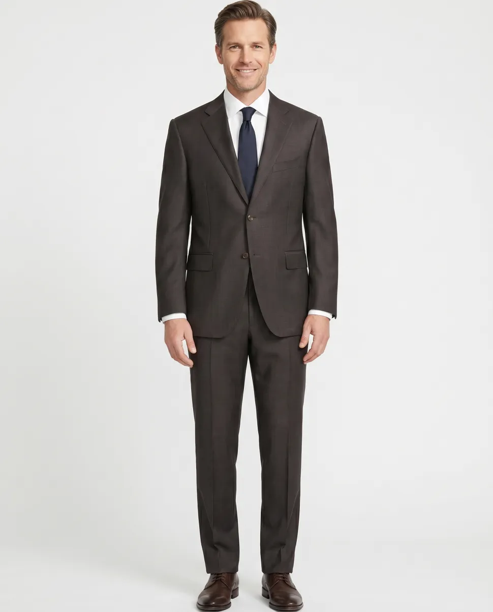 Canali Brown Micro Check 100% Wool Suit 50R