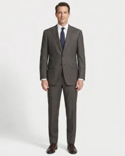 Canali Brown Nailhead 100% Wool 2 Button Suit 48L