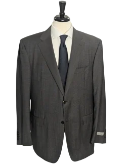 Canali Brown Nailhead 100% Wool 2 Button Suit 48L