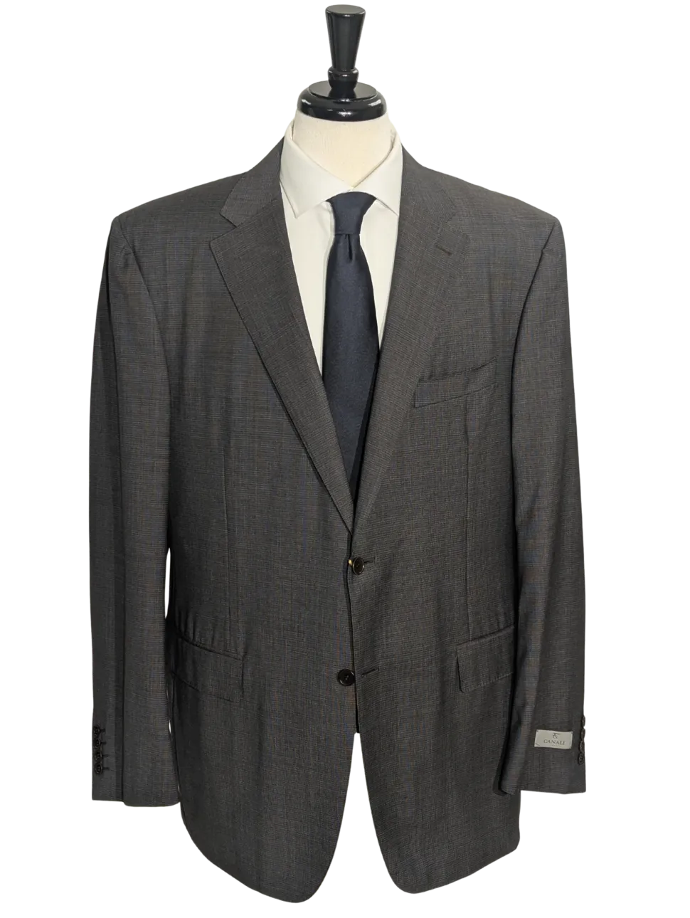 Canali Brown Nailhead 100% Wool 2 Button Suit 48L