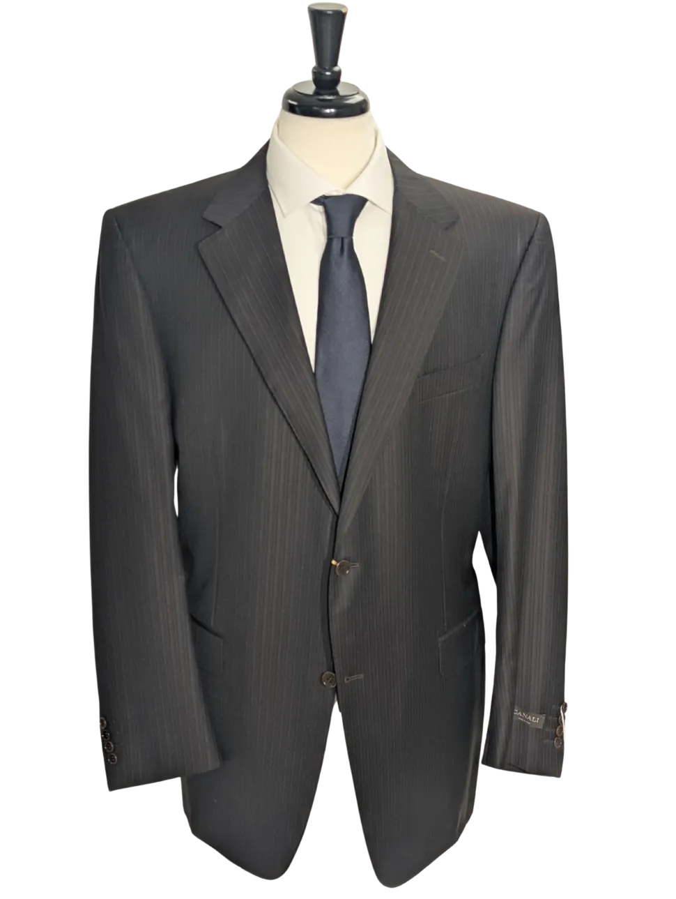 Canali Brown Pinstriped 100% Wool Suit 48L