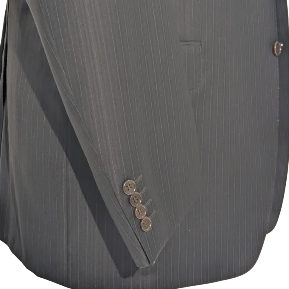 Canali Brown Pinstriped 100% Wool Suit 48L