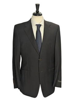 Canali Brown Pinstriped 100% Wool Suit 50L